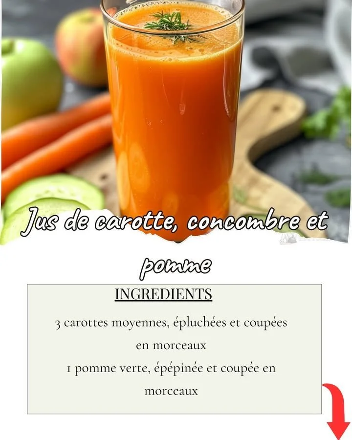 Jus détox carotte-concombre-pomme frais et nutritif