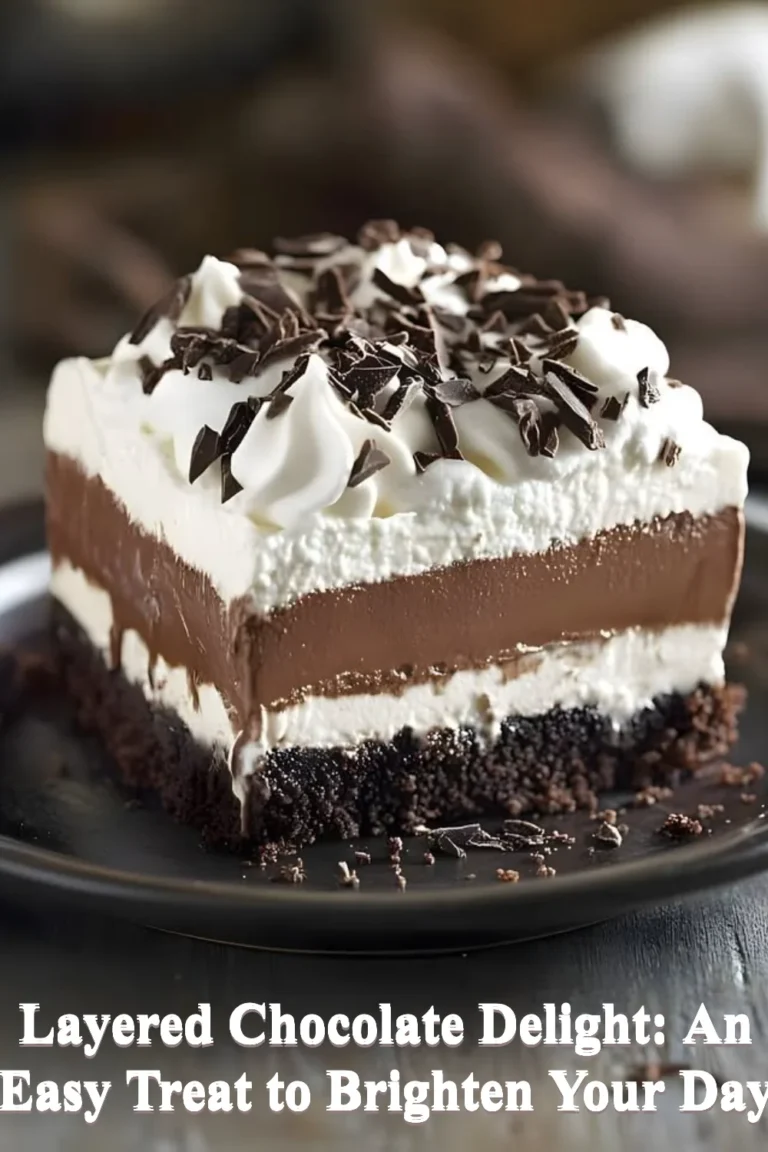 Delicious Layered Chocolate Delight dessert with creamy layers and chocolate topping
