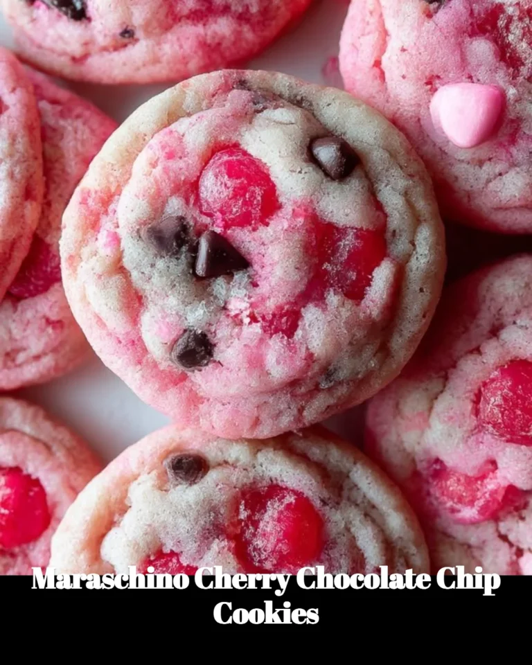 Delicious maraschino cherry chocolate chip cookies on a plate