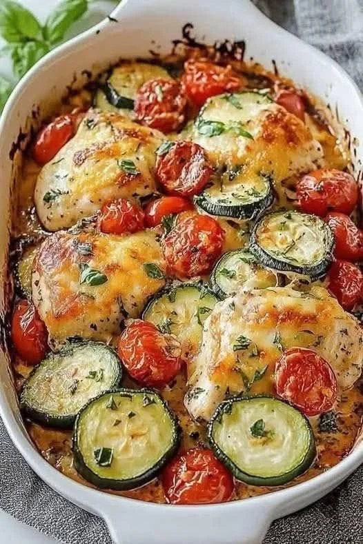 Delicious Mediterranean Chicken served with colorful vegetables