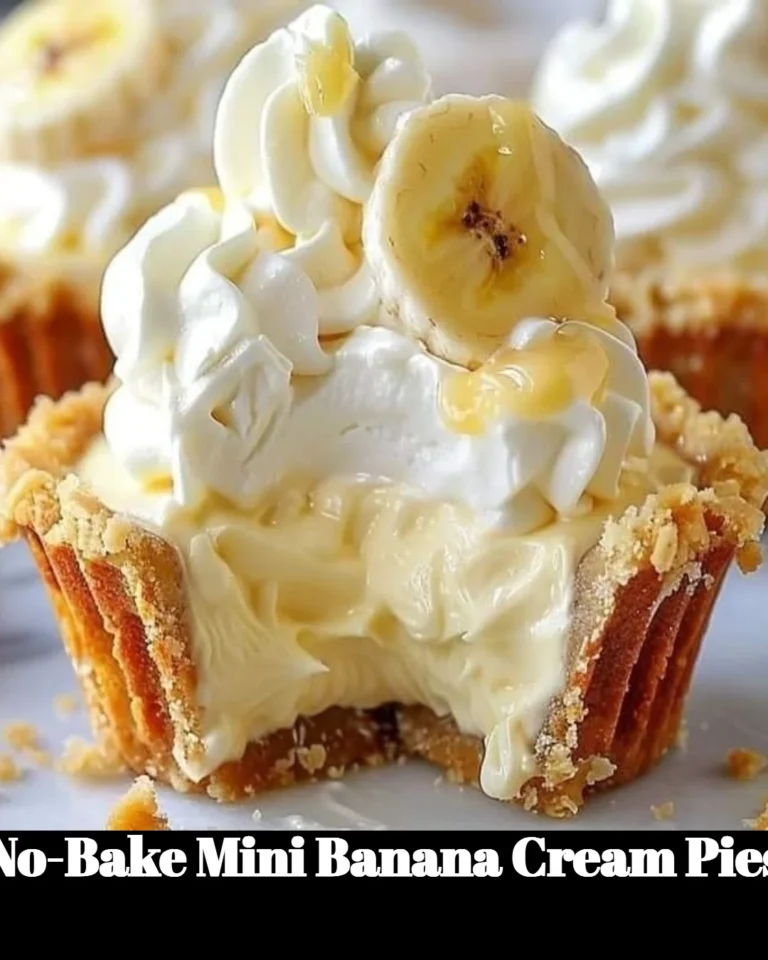 No-Bake Mini Banana Cream Pies served on a rustic table