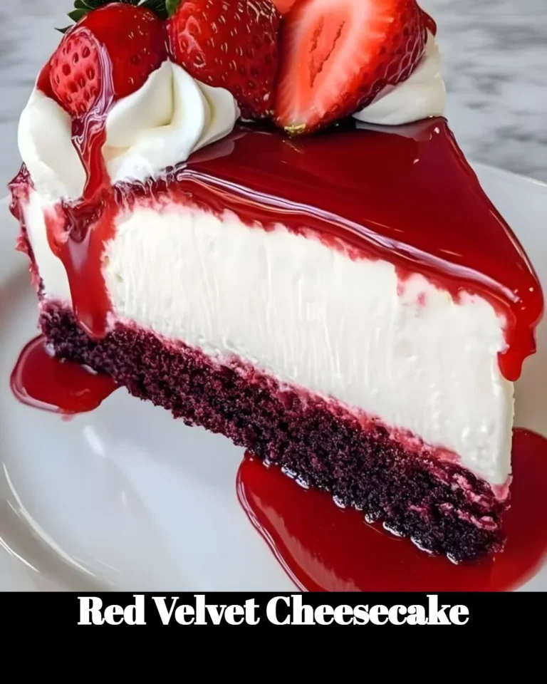 Delicious Red Velvet Cheesecake with creamy frosting and red velvet layers
