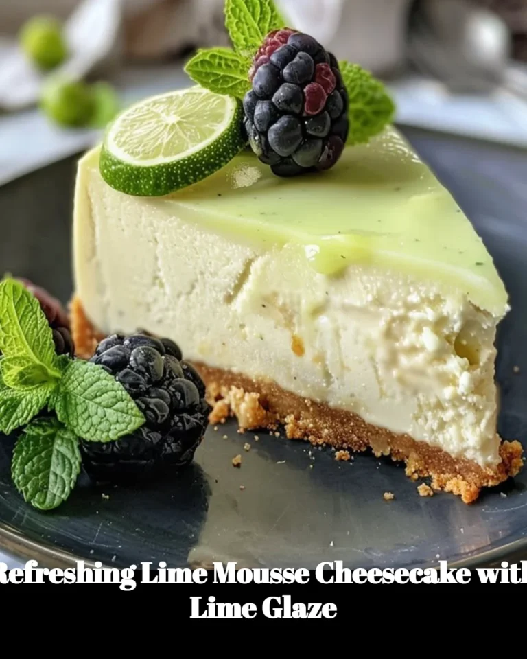 Refreshing lime mousse cheesecake with a delicious lime glaze on top