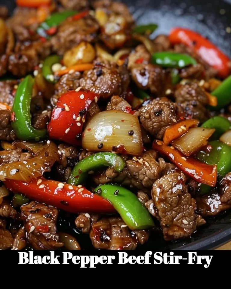 Delicious Black Pepper Beef Stir-Fry with vibrant vegetables in a wok.