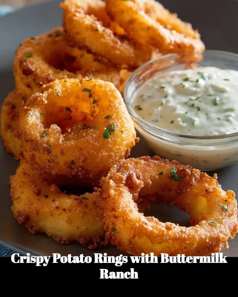 Crispy potato rings served with buttermilk ranch dressing for dipping.