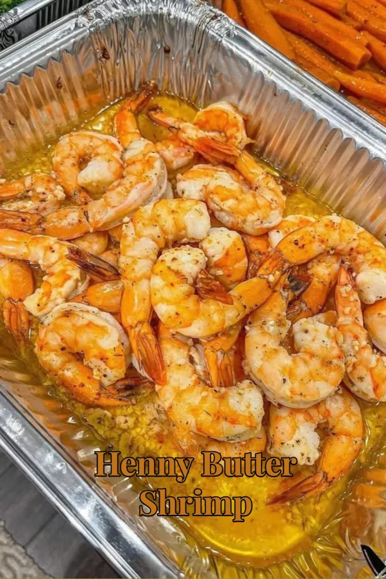 Delicious Henny Butter Shrimp served with a rich buttery sauce.