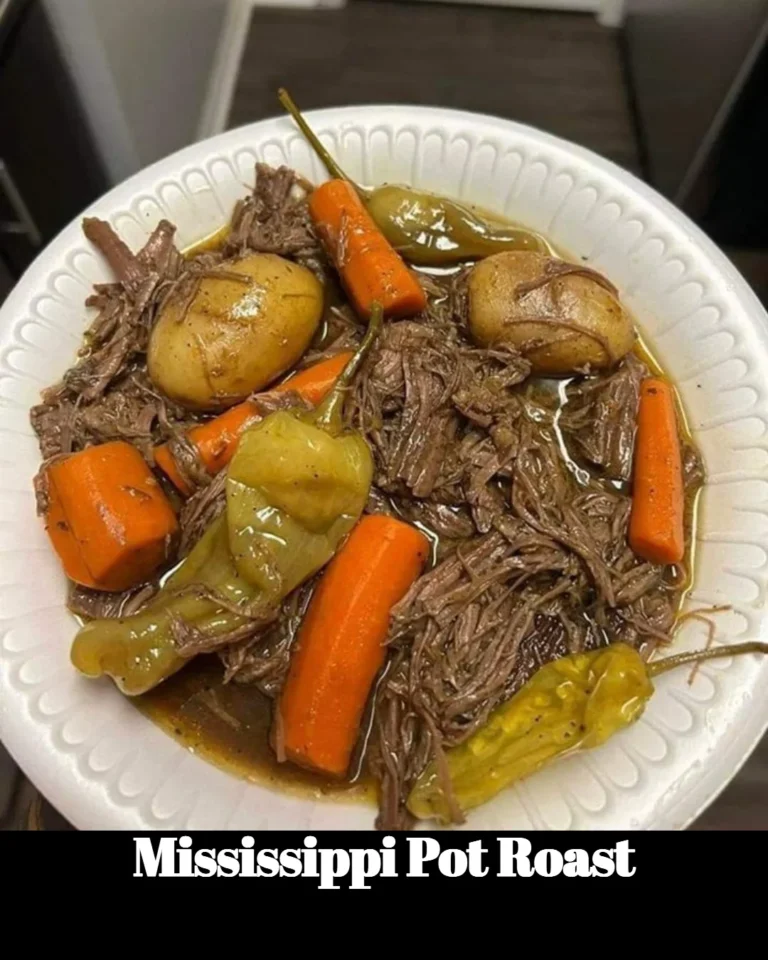 Delicious Mississippi Pot Roast served with vegetables and spices in a bowl