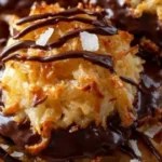 Delicious No Bake Samoa Cookies with chocolate, caramel, and coconut toppings.
