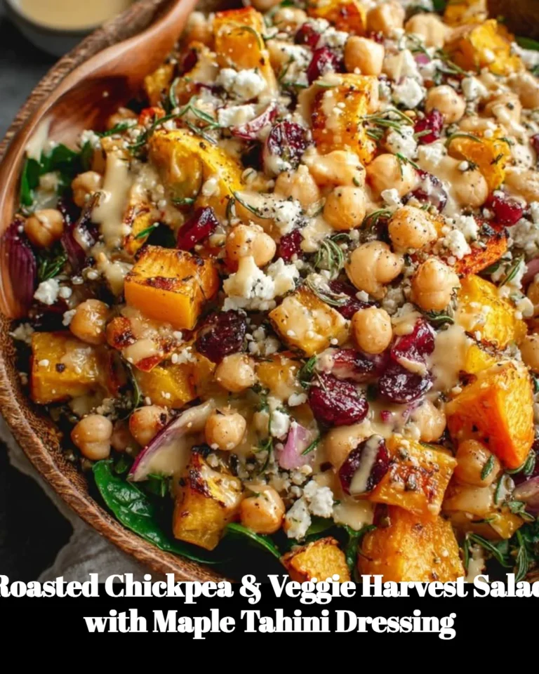 Roasted Chickpea and Veggie Harvest Salad with Maple Tahini Dressing