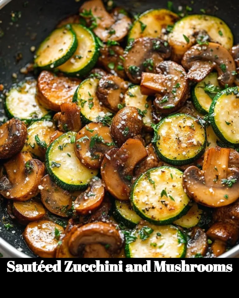 Plate of sautéed zucchini and mushrooms garnished with herbs