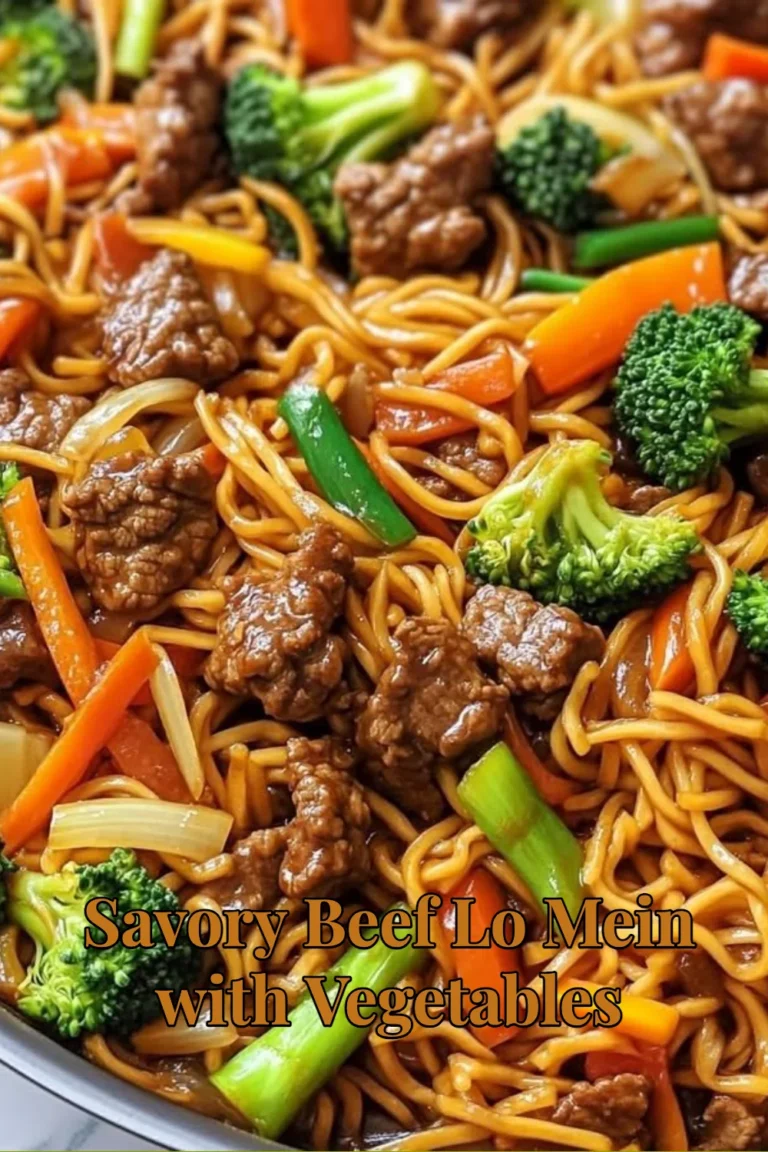 Savory beef lo mein dish with colorful vegetables in a bowl