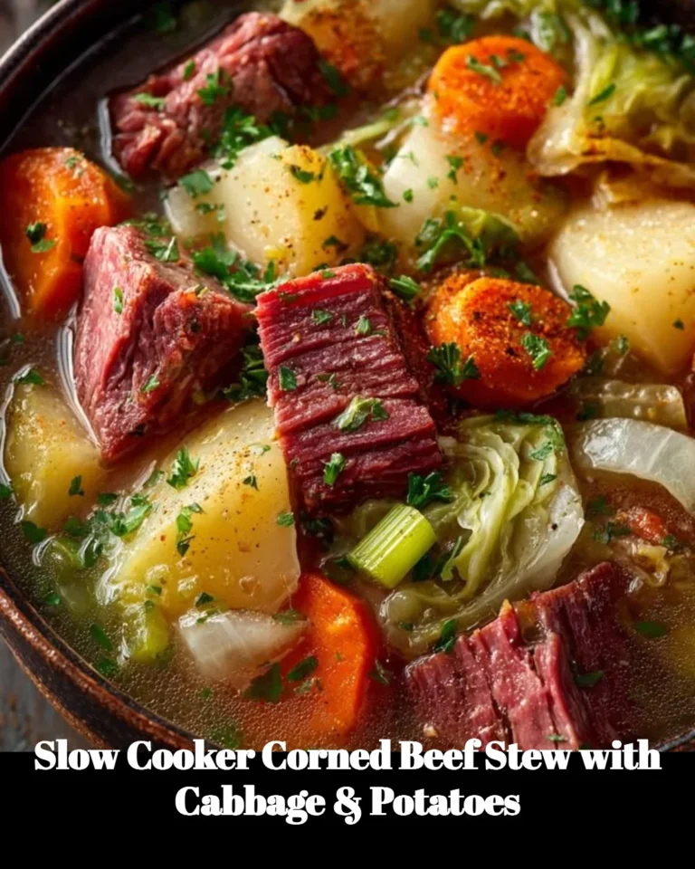 Delicious slow cooker corned beef stew with cabbage and potatoes