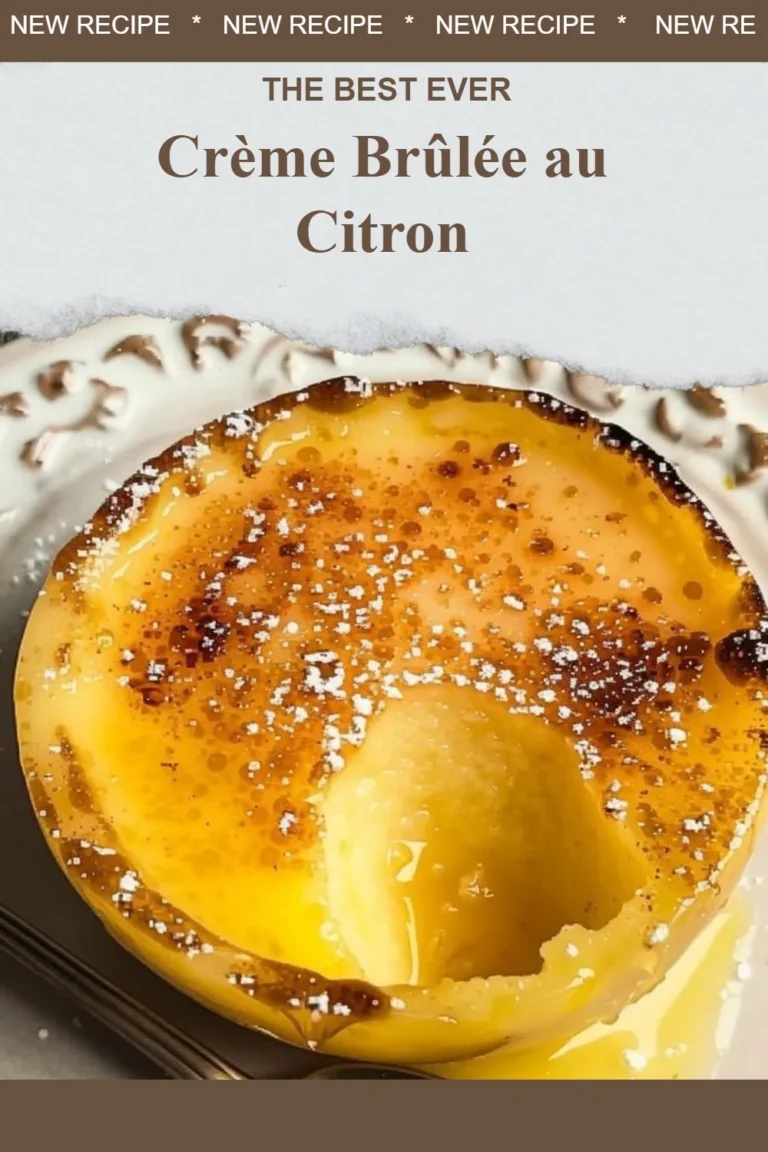 Recette de Crème Brûlée au Citron garnie de zestes de citron et croûte dorée
