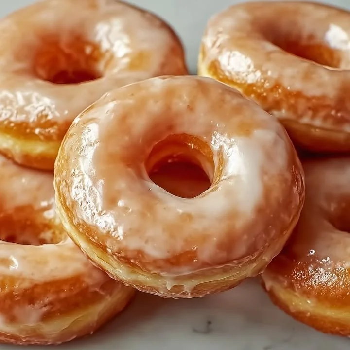 Freshly baked homemade Krispy Kremes on a cooling rack