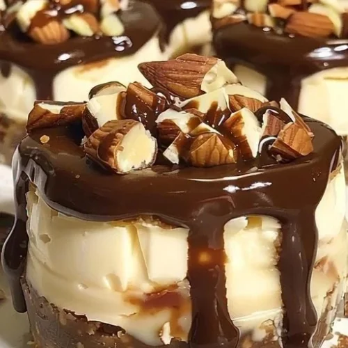No bake turtle mini cheesecakes with chocolate, caramel, and nuts