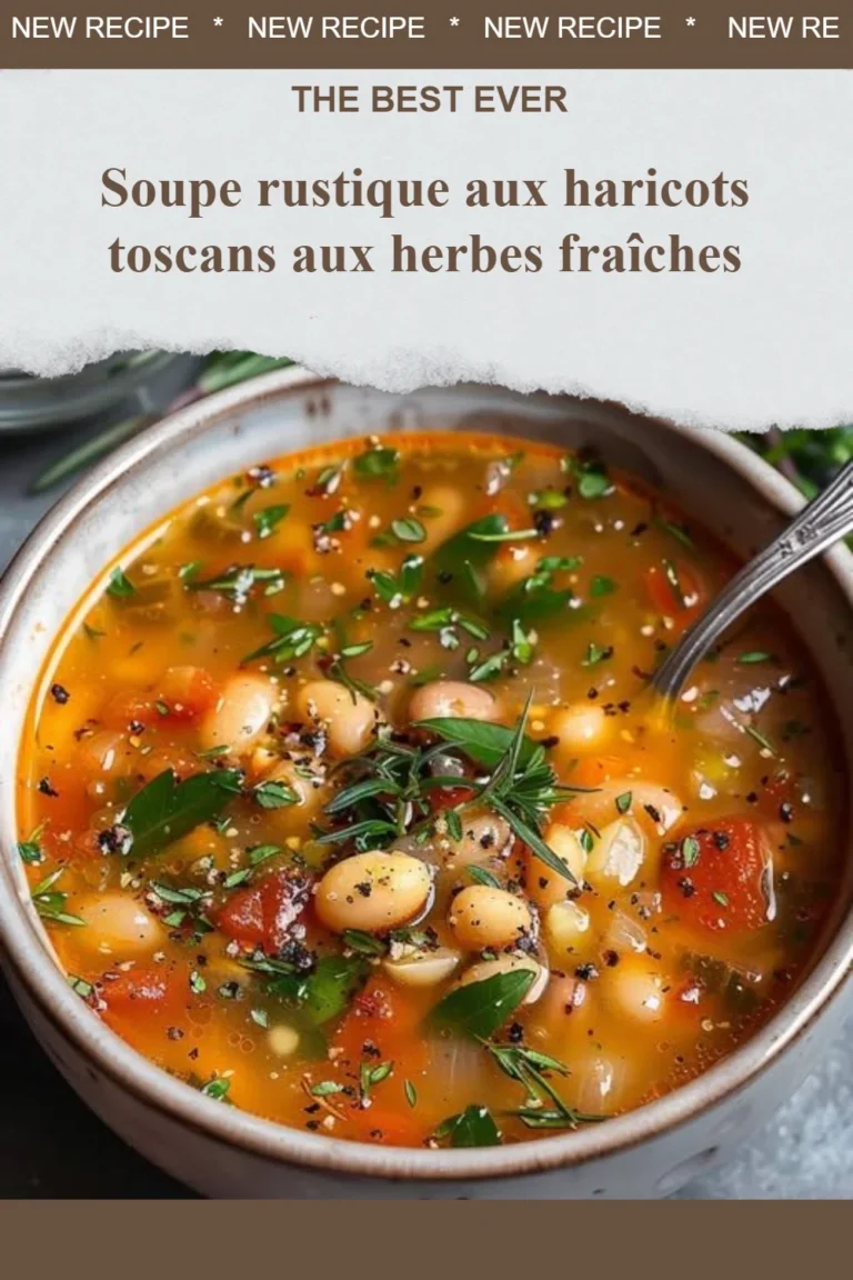 Soupe rustique aux haricots toscans et herbes fraîches dans un bol