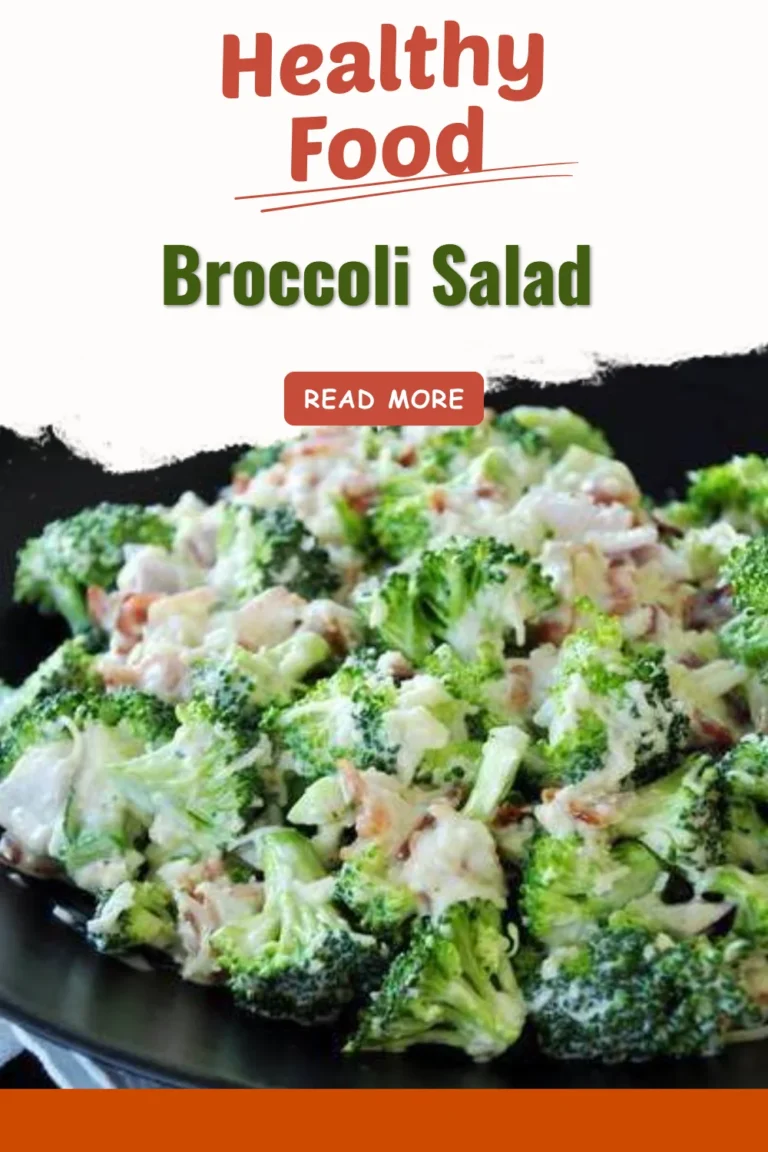 Fresh broccoli salad with mixed vegetables and dressing in a bowl