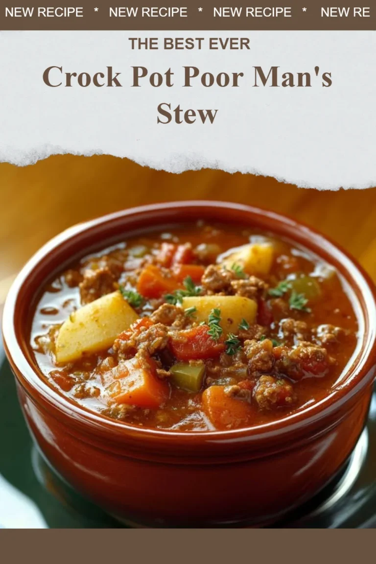 Crock Pot Poor Man's Stew ingredients simmering in a slow cooker.