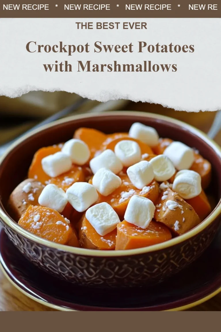 Crockpot Sweet Potatoes with Marshmallows in a serving dish