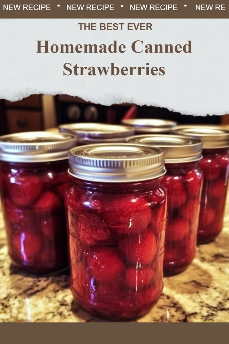 Jars of homemade canned strawberries ready for storage and enjoyment