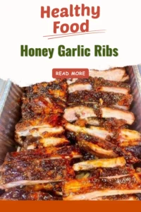 Deliciously glazed honey garlic ribs on a serving plate