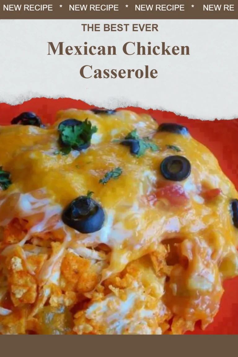 Delicious Mexican chicken casserole topped with cheese and spices.