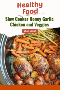 Slow Cooker Honey Garlic Chicken with colorful veggies in a bowl.